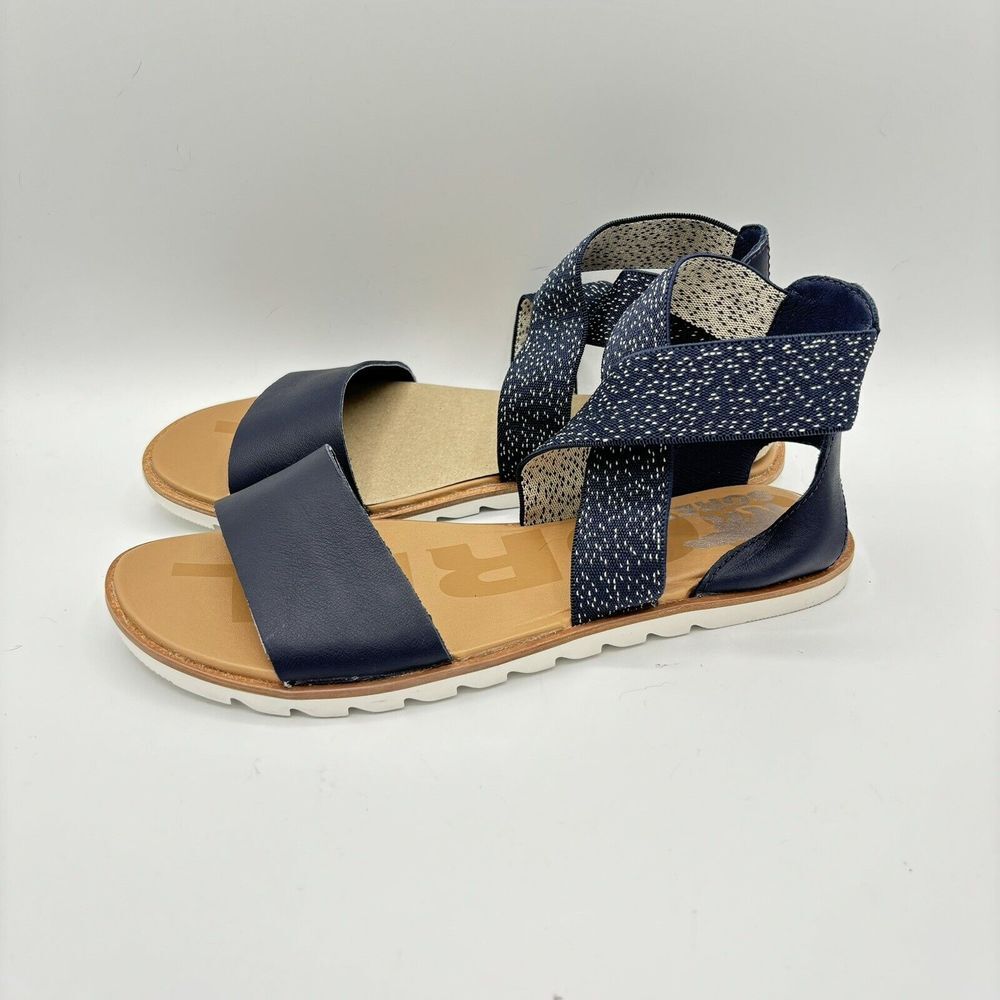 SOREL Sandals Women Size 6 ELLA II IN Navy Nocturnal Sea Salt - Picture 4 of 6